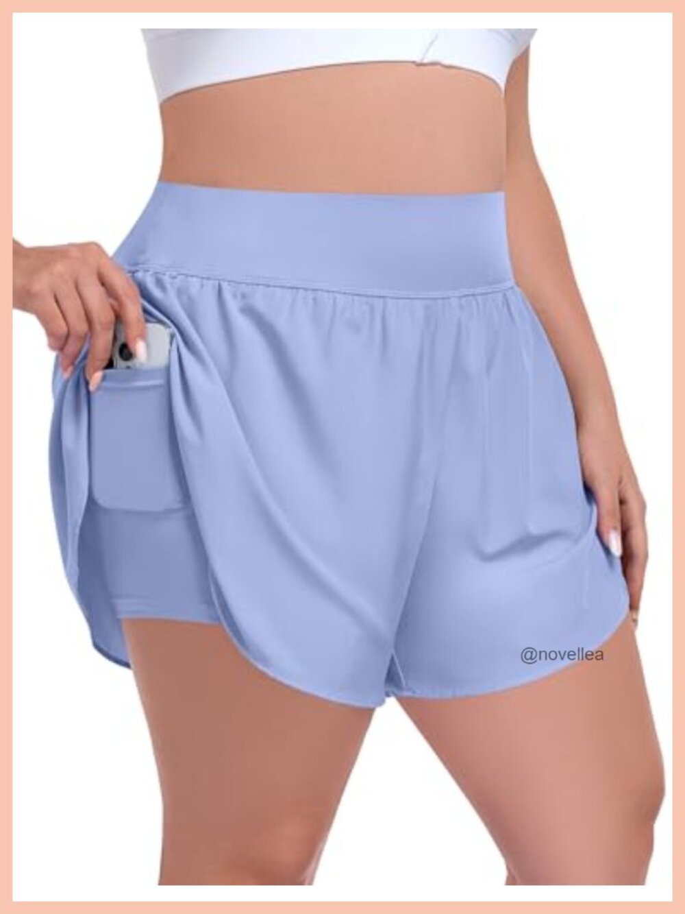 Plus Size Flowy Running Shorts Womens 2-in-1 Skort Pockets